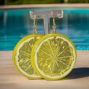 New Lemon Fruit Citrus Slices Earrings Lightweight Dangle Summer Food Candy Cute